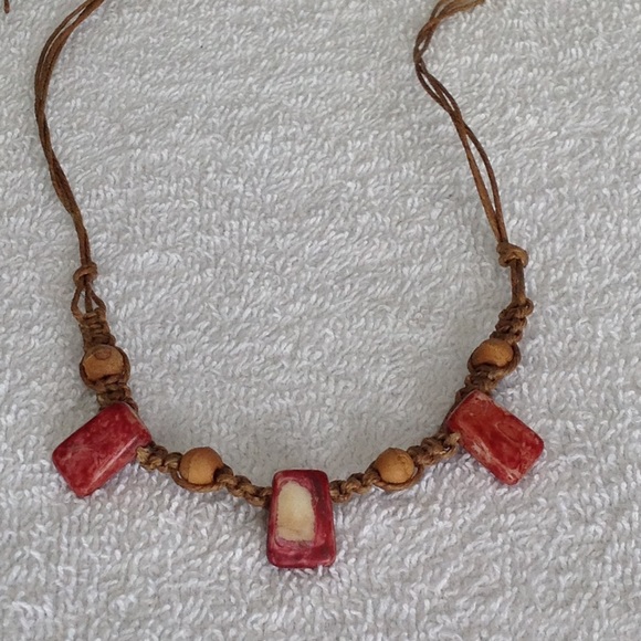 Red Agate Braided String Cord Chain Necklace - Picture 8 of 12